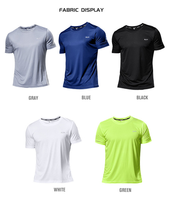 Męska odzież sportowa: zestaw 2 sztuk z krótkim rękawem - T-Shirt i dres kompresyjny, elastyczny, idealny do siłowni i biegania - Wianko - 2
