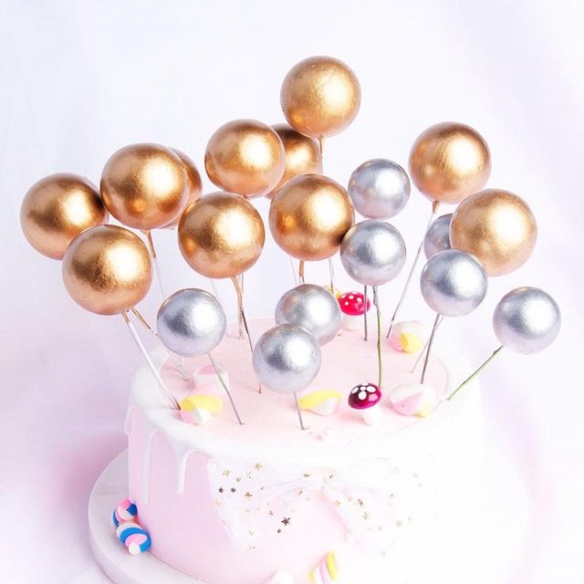 Złota srebrna ozdoba na tort - 25 sztuk - urodziny, ślub, Baby Shower, przyjęcie, deser, ciasto - Decor nowy rok, ChristmasTree - Wianko - 3