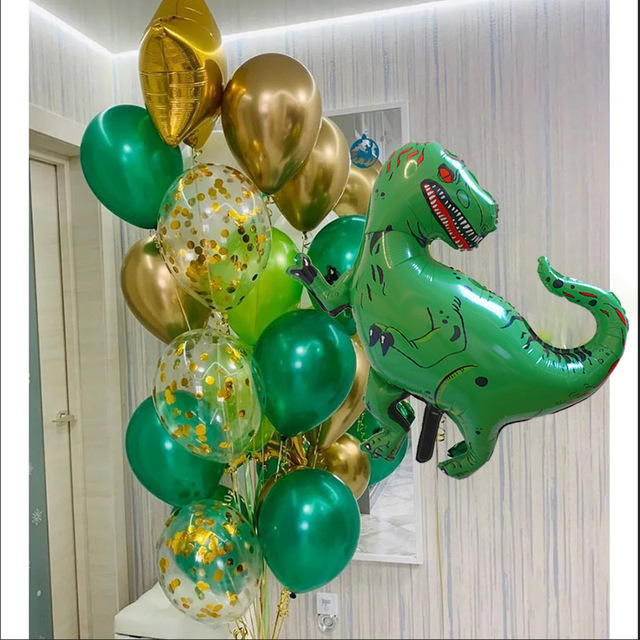 Duży okrągły balon jurajski dinozaur z foliowych balonów 18 cal - dekoracje urodzinowe dla dzieci, impreza dżungla, dostawa dla firm - Wianko - 5
