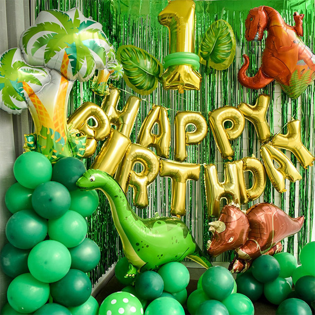 Duży okrągły balon jurajski dinozaur z foliowych balonów 18 cal - dekoracje urodzinowe dla dzieci, impreza dżungla, dostawa dla firm - Wianko - 1