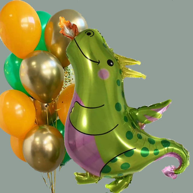 Duży okrągły balon jurajski dinozaur z foliowych balonów 18 cal - dekoracje urodzinowe dla dzieci, impreza dżungla, dostawa dla firm - Wianko - 4
