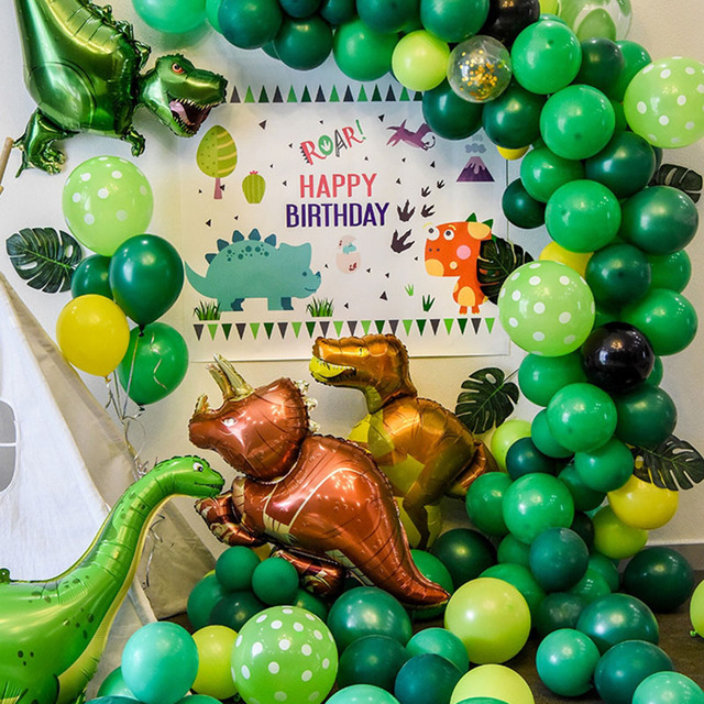 Duży okrągły balon jurajski dinozaur z foliowych balonów 18 cal - dekoracje urodzinowe dla dzieci, impreza dżungla, dostawa dla firm - Wianko - 2