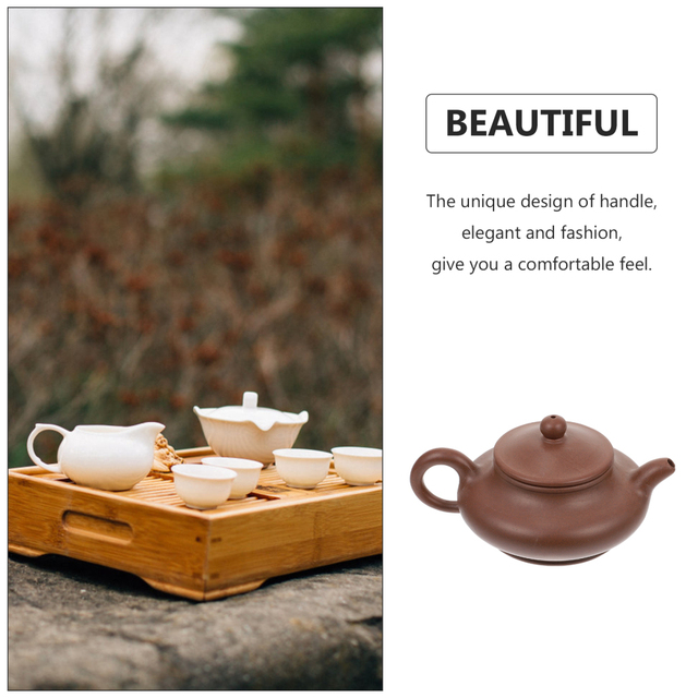 Czajnik do herbaty praktyczny i estetyczny - fioletowy piaski/błoto pół ręczny z zestawem herbaty - Wianko - 7
