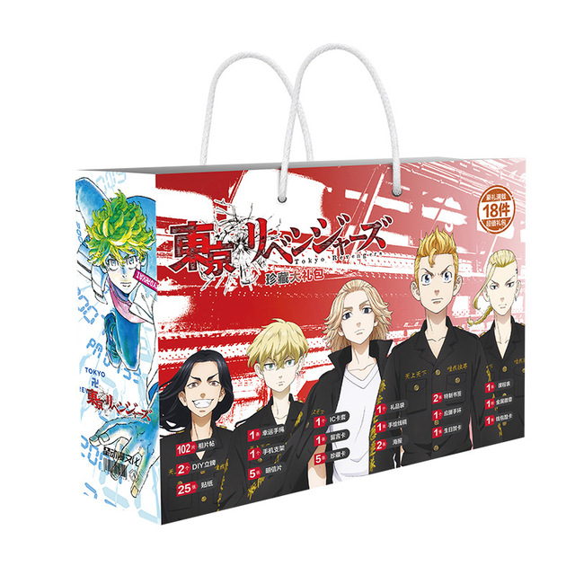 Figurka akcji Kazutora Hanemiya z serii Anime Tokio Avengers - Przenośny prezencik przynoszący szczęście z kolekcją zabawek, w postaci torby z pocztówką, plakatem, naklejkami, odznakami i zakładkami - Wianko - 3