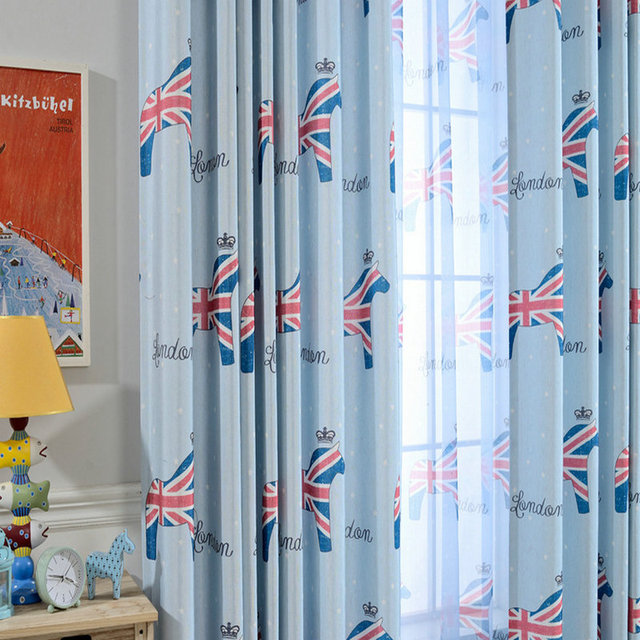Eko zasłony termiczne Blackout dla dzieci o brytyjskim stylu w motywie flagi końskich tiulowych ilustracji - Wianko - 7