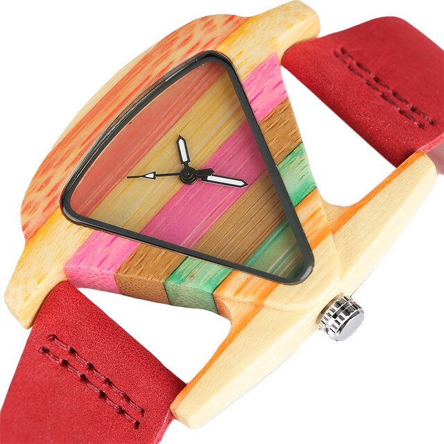 Unikatowy zegarek damski z kwarcowym mechanizmem, wykonany z drewna i skóry naturalnej na opasce nadgarstkowej - Wianko - 3