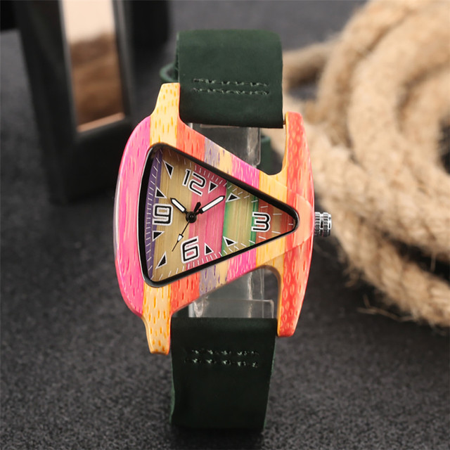 Unikatowy zegarek damski z kwarcowym mechanizmem, wykonany z drewna i skóry naturalnej na opasce nadgarstkowej - Wianko - 14