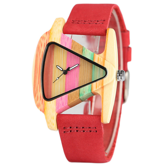 Unikatowy zegarek damski z kwarcowym mechanizmem, wykonany z drewna i skóry naturalnej na opasce nadgarstkowej - Wianko - 4