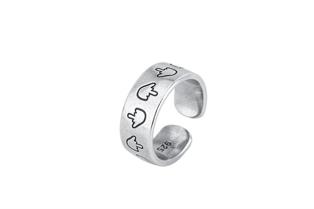 Elegancki, srebrny pierścień Mini palec 925 Sterling Silver - 1004 Resizable - Wianko - 24