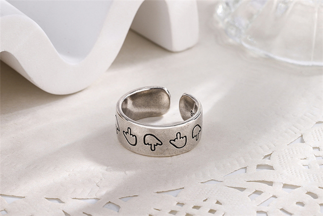 Elegancki, srebrny pierścień Mini palec 925 Sterling Silver - 1004 Resizable - Wianko - 22