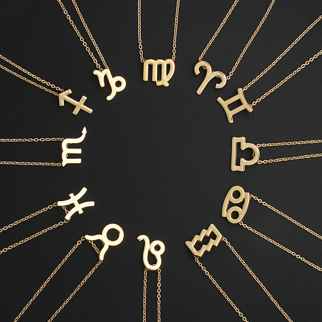 Złoty naszyjnik z wisiorkiem z konstelacją zodiaku dla kobiet w biżuterii ze stali nierdzewnej - Wianko - 2