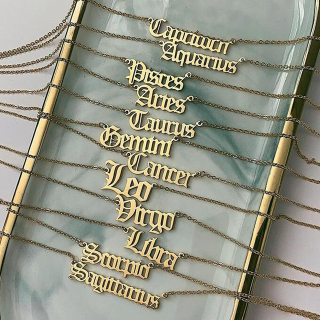 Złoty naszyjnik z wisiorkiem z konstelacją zodiaku dla kobiet w biżuterii ze stali nierdzewnej - Wianko - 32