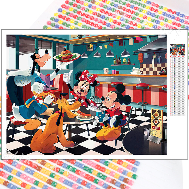 Diamentowa malowana Disney kreskówka Myszka Miki, Minnie, Goofy – haft mozaika 5D DIY ściegiem krzyżykowym, pełne kwadratowe i okrągłe, ręcznie robione - Wianko - 2