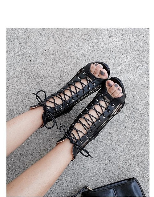 Sandały damskie wysokie obcasy, rozmiar plus, z odkrytymi palcami i piętą dla tancerzy - Wianko - 22