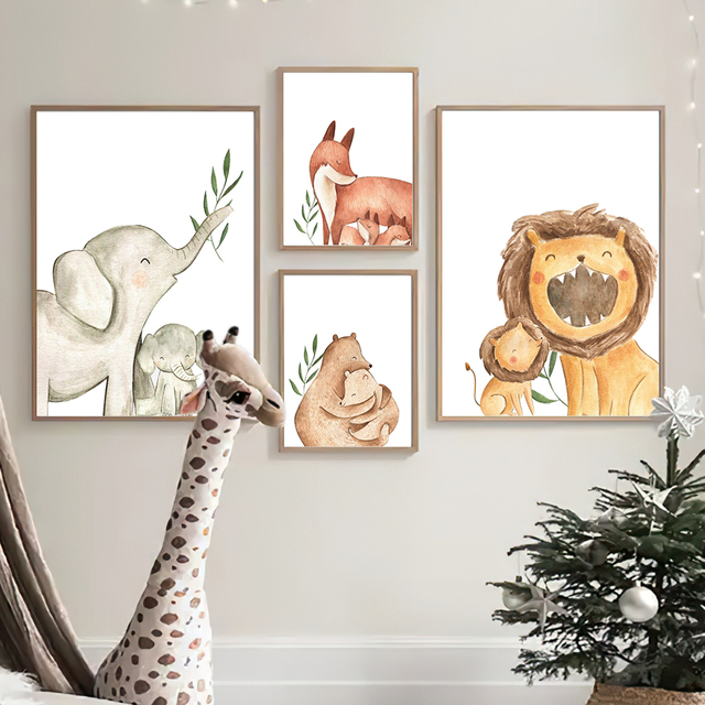 Nordyckie obrazy ściennego niedźwiedzia, lisa, słońca, lwa, alpaki i koali - idealne do dekoracji pokoju dziecięcego - Wianko - 4