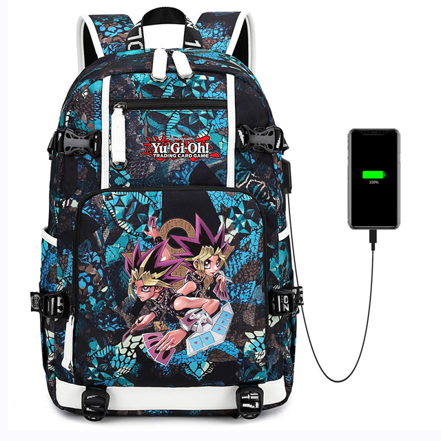 Plecak Anime Yu-Gi-Oh! USB - torba na co dzień z możliwością ładowania, na laptopa i podróże - Wianko - 2