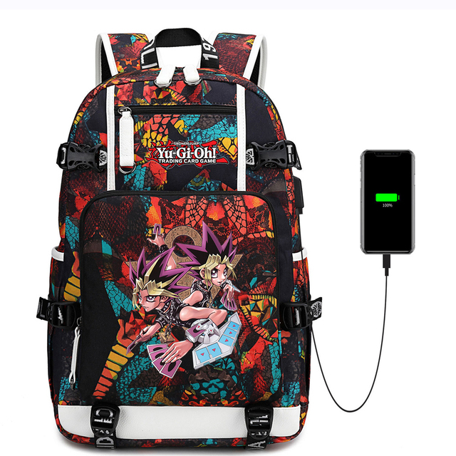 Plecak Anime Yu-Gi-Oh! USB - torba na co dzień z możliwością ładowania, na laptopa i podróże - Wianko - 1