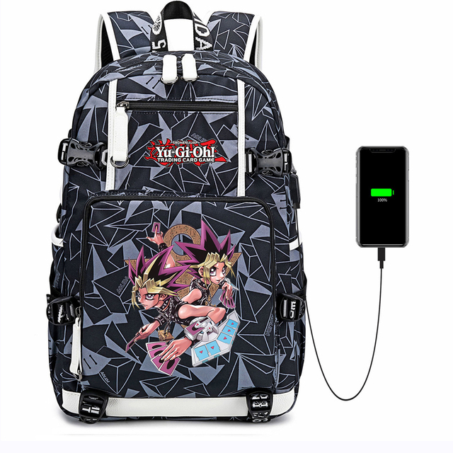 Plecak Anime Yu-Gi-Oh! USB - torba na co dzień z możliwością ładowania, na laptopa i podróże - Wianko - 3