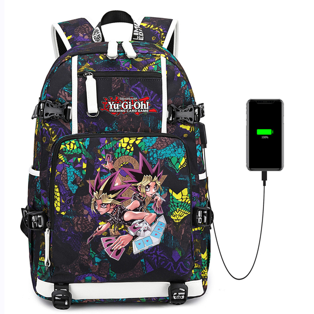 Plecak Anime Yu-Gi-Oh! USB - torba na co dzień z możliwością ładowania, na laptopa i podróże - Wianko - 4