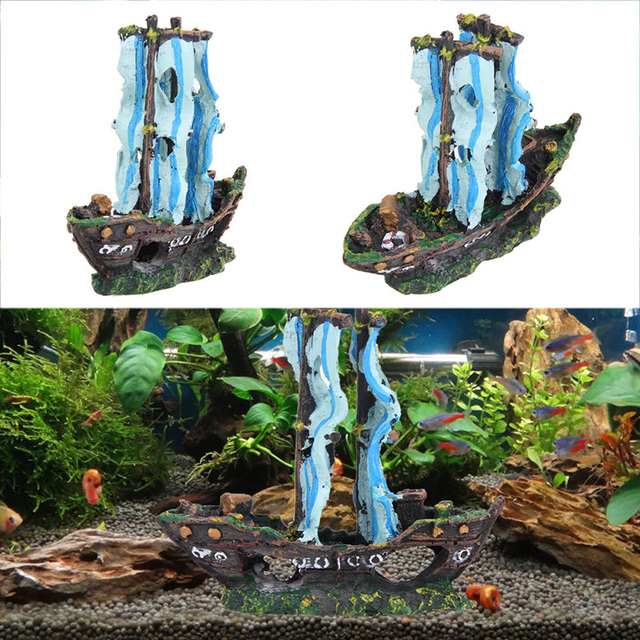 Ornament statek piracki z zatopionym wrakiem dla ryb, ukrywający żaglówkę akwarium - dekoracja do akwarium - Wianko - 6