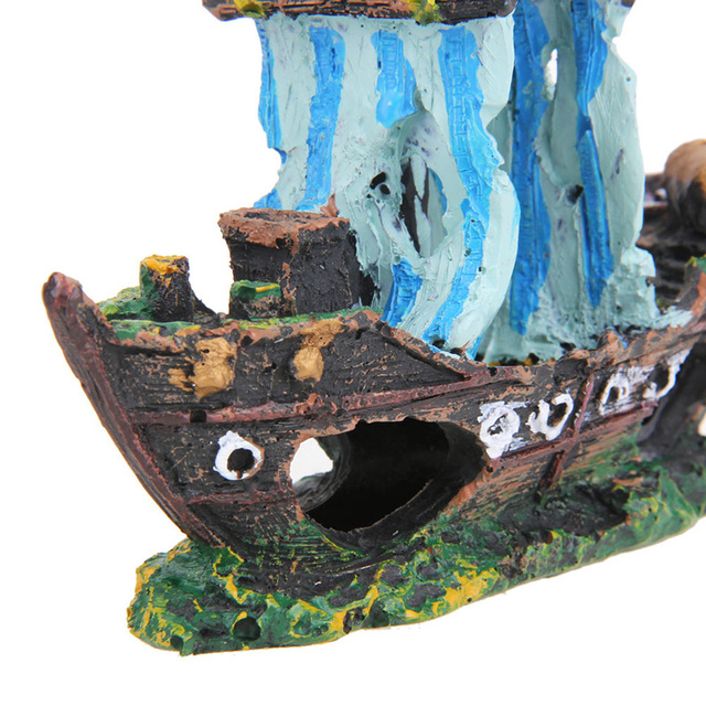 Ornament statek piracki z zatopionym wrakiem dla ryb, ukrywający żaglówkę akwarium - dekoracja do akwarium - Wianko - 8