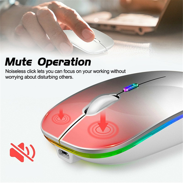 Mysz bezprzewodowa Bluetooth Silent Mause na akumulator, ergonomiczna, mini, optyczna USB, do PC, laptopa i desktopu - Wianko - 4