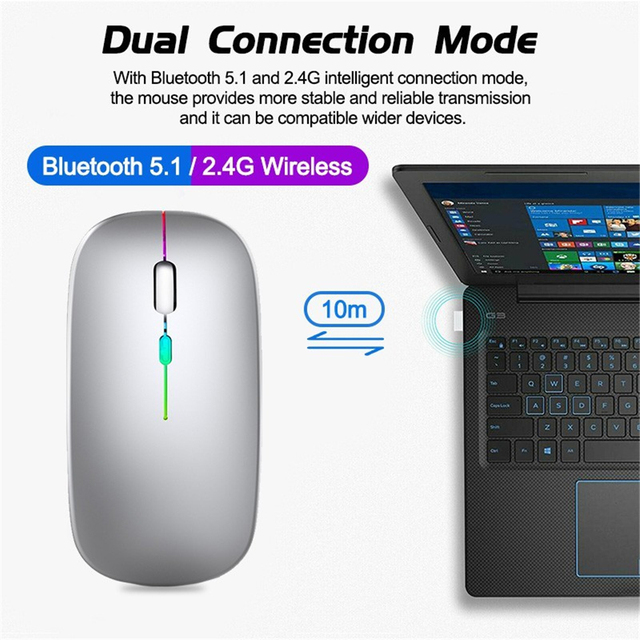 Mysz bezprzewodowa Bluetooth Silent Mause na akumulator, ergonomiczna, mini, optyczna USB, do PC, laptopa i desktopu - Wianko - 2