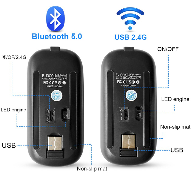 Mysz bezprzewodowa Bluetooth Silent Mause na akumulator, ergonomiczna, mini, optyczna USB, do PC, laptopa i desktopu - Wianko - 8