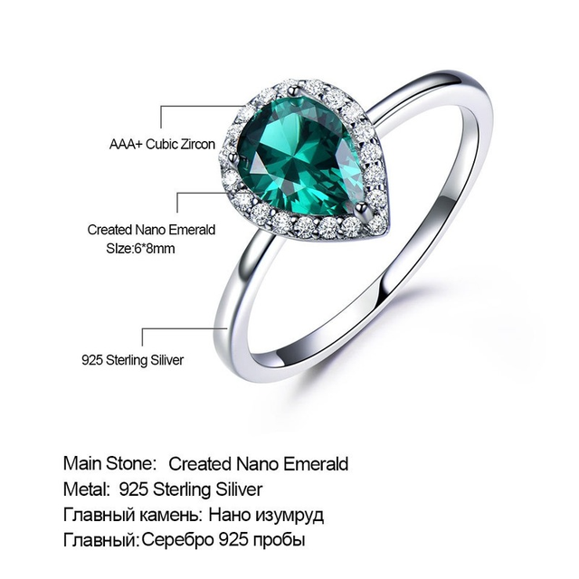 Luksusowy pierścień SACE GEMS z srebrnego brokatu w kształcie gruszki, dekorowany cyrkonem i wykończony jadowym akcentem - idealny prezent podkreślający osobowość - Wianko - 14