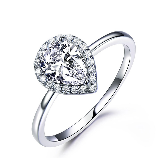 Luksusowy pierścień SACE GEMS z srebrnego brokatu w kształcie gruszki, dekorowany cyrkonem i wykończony jadowym akcentem - idealny prezent podkreślający osobowość - Wianko - 16