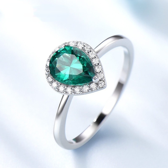 Luksusowy pierścień SACE GEMS z srebrnego brokatu w kształcie gruszki, dekorowany cyrkonem i wykończony jadowym akcentem - idealny prezent podkreślający osobowość - Wianko - 10