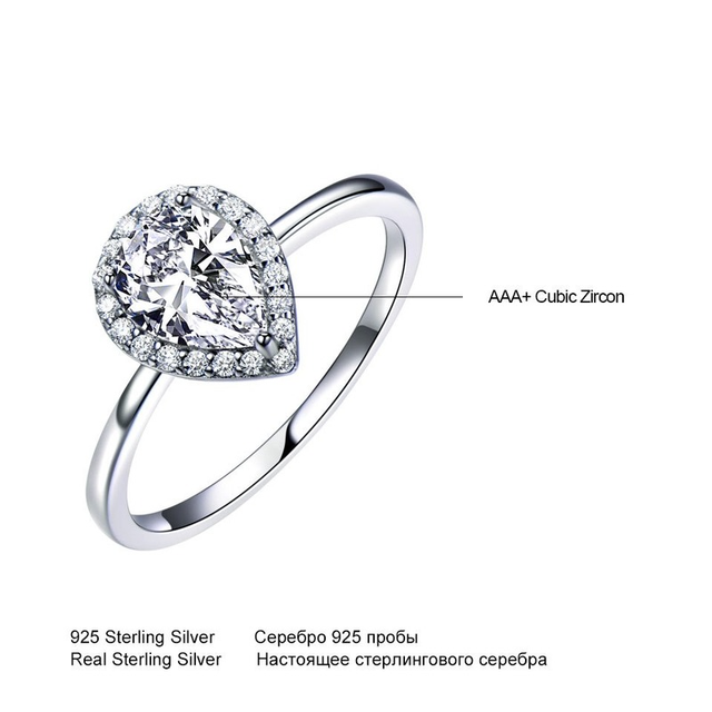 Luksusowy pierścień SACE GEMS z srebrnego brokatu w kształcie gruszki, dekorowany cyrkonem i wykończony jadowym akcentem - idealny prezent podkreślający osobowość - Wianko - 19