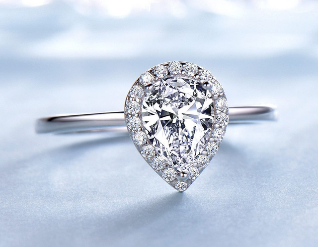 Luksusowy pierścień SACE GEMS z srebrnego brokatu w kształcie gruszki, dekorowany cyrkonem i wykończony jadowym akcentem - idealny prezent podkreślający osobowość - Wianko - 17