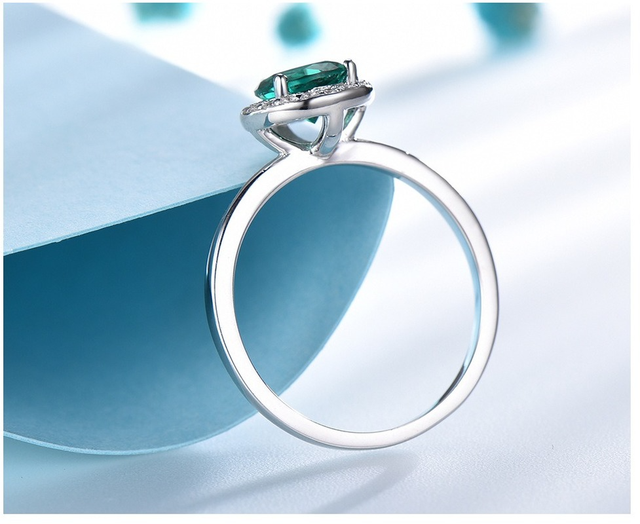 Luksusowy pierścień SACE GEMS z srebrnego brokatu w kształcie gruszki, dekorowany cyrkonem i wykończony jadowym akcentem - idealny prezent podkreślający osobowość - Wianko - 12