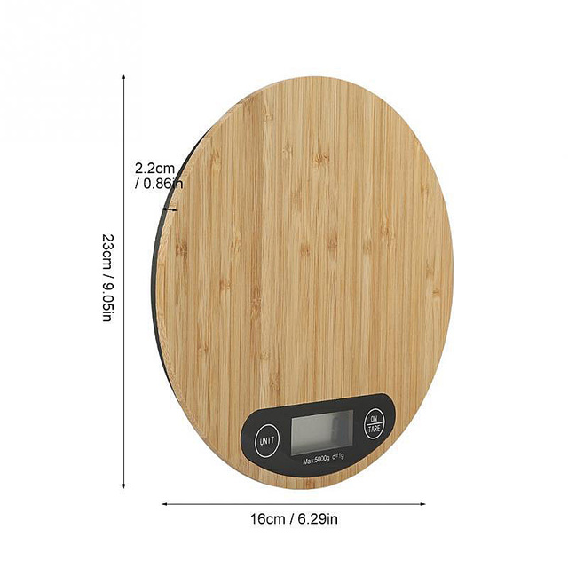 Elektroniczna waga kuchenna z wyświetlaczem LCD, waga do żywności - 1g/5KG/10KG, ABS/tablica bambusowa - Wianko - 4