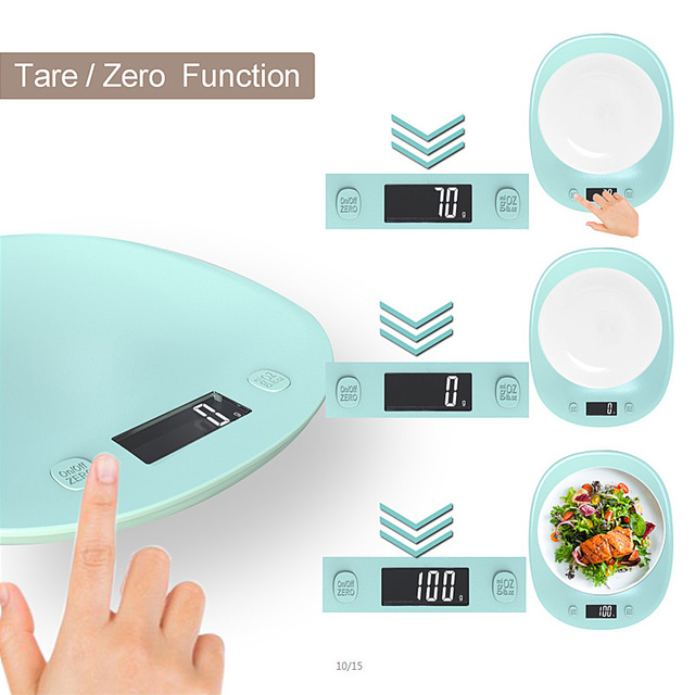 Elektroniczna waga kuchenna z wyświetlaczem LCD, waga do żywności - 1g/5KG/10KG, ABS/tablica bambusowa - Wianko - 10