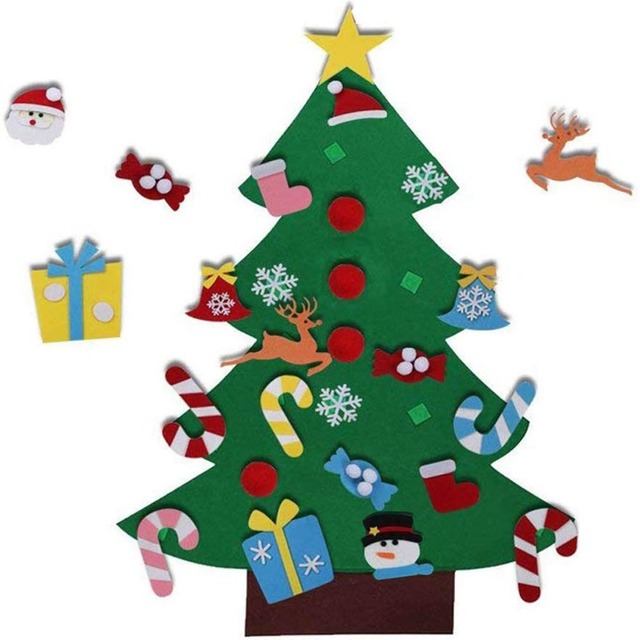 Dekoracje świąteczne dla dzieci handmade DIY z filcu - trójwymiarowe ozdoby choinkowe, idealne na Nowy Rok 2021 - Wianko - 4