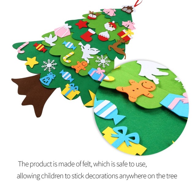 Dekoracje świąteczne dla dzieci handmade DIY z filcu - trójwymiarowe ozdoby choinkowe, idealne na Nowy Rok 2021 - Wianko - 6
