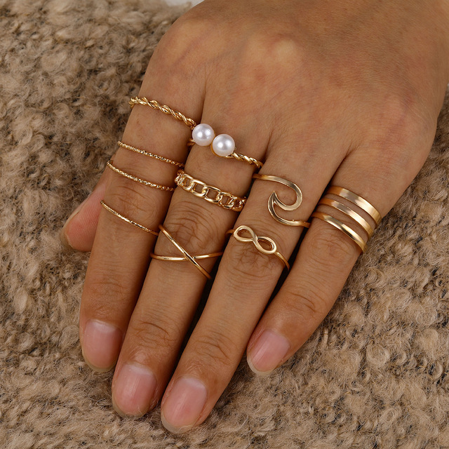 Artystyczne złote pierścienie z motywem księżyca i gwiazd dla kobiet - Moda Boho - Zestaw pierścieni kryształowych w kształcie węży - Trendowa biżuteria na przyjęcia - Prezent 2021 - Wianko - 19