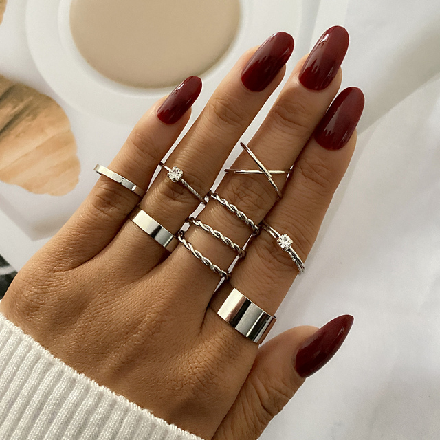 Artystyczne złote pierścienie z motywem księżyca i gwiazd dla kobiet - Moda Boho - Zestaw pierścieni kryształowych w kształcie węży - Trendowa biżuteria na przyjęcia - Prezent 2021 - Wianko - 11
