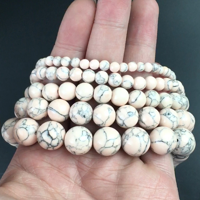 Syntetyczne różowe kamienie szlachetne – okrągłe luźne koraliki do tworzenia biżuterii DIY: bransoletki, naszyjniki (15''); 4/6/8/10/12mm - Wianko - 5