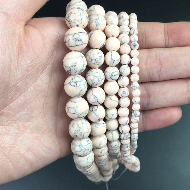 Syntetyczne różowe kamienie szlachetne – okrągłe luźne koraliki do tworzenia biżuterii DIY: bransoletki, naszyjniki (15''); 4/6/8/10/12mm - Wianko - 4