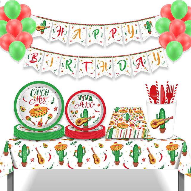 Zestaw obrusów na jednorazowe przyjęcie z motywem meksykańskiego kaktusa, 130*220cm, idealny do dekorowania urodzinowych przyjęć i Baby Shower - Wianko - 1