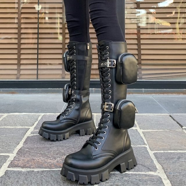 Damskie buty zimowe śniegowe do kolan, skórzane, wysokie, antypoślizgowe, w modnym stylu 2020 - Wianko - 8