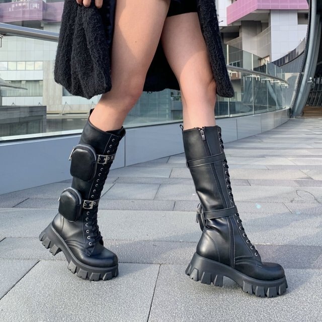 Damskie buty zimowe śniegowe do kolan, skórzane, wysokie, antypoślizgowe, w modnym stylu 2020 - Wianko - 5