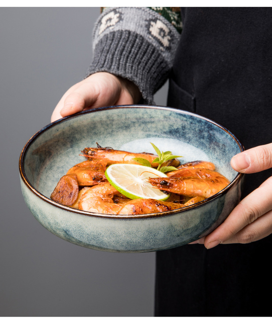 Miska ceramiczna nordycki styl salaterka do zupy makaron domowe danie głęboki talerz - Wianko - 19