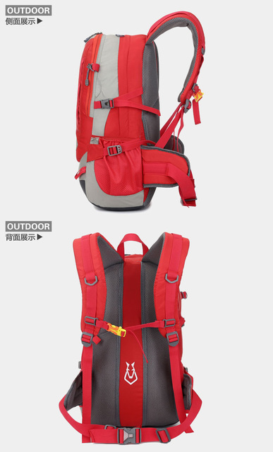 Wodoodporny górski plecak trekkingowy na wspinaczkę, o pojemności 40L, z nylonowym materiałem, przewiewny, idealny na podróże, wycieczki rowerowe i camping - Wianko - 10