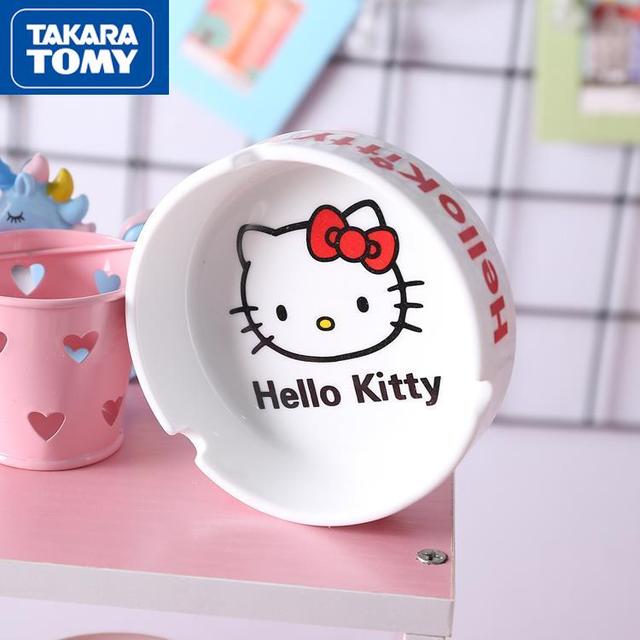 Kreskówkowa popielniczka Hello Kitty z tworzywa ceramicznego - prosta i kreatywna ozdoba wnętrza domowego - Wianko - 3