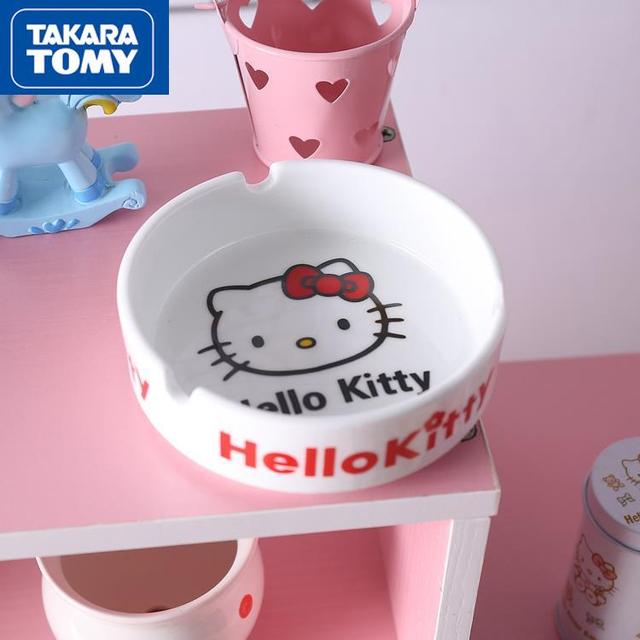 Kreskówkowa popielniczka Hello Kitty z tworzywa ceramicznego - prosta i kreatywna ozdoba wnętrza domowego - Wianko - 1