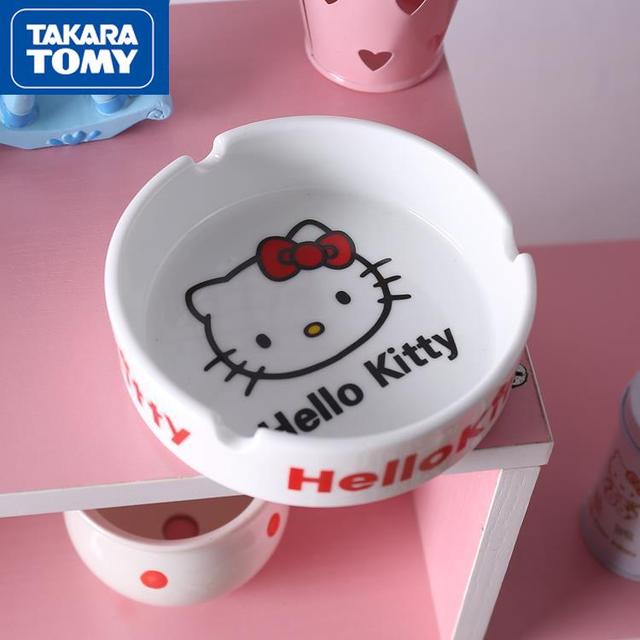 Kreskówkowa popielniczka Hello Kitty z tworzywa ceramicznego - prosta i kreatywna ozdoba wnętrza domowego - Wianko - 4